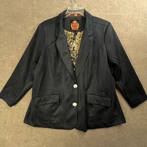 Isaac Mizrahi LIVE! Black Faux Suede‎ Blazer Jacket 3XP Paisley Lining